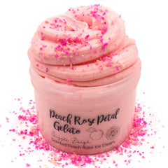 Peach Rose Petal Pink Sprinkles Soft Creamy Sizzly Butter Slime Fantasies Shop 8oz Front View
