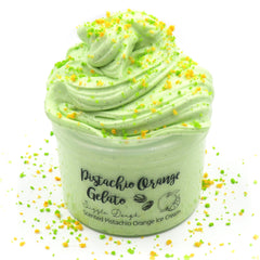 Pistachio Orange Gelato Green Sprinkles Soft Creamy Sizzly Butter Slime Fantasies Shop 8oz Front View