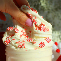 Rudolphs White Chocolate Peppermint Bark Christmas Slime Gift For Kids Yellow Red Candy Cane Scented Clay Creamy Snow Butter Slime Fantasies Shop 9oz Front View Decoration Close Up