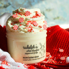 Rudolphs White Chocolate Peppermint Bark Christmas Slime Gift For Kids Yellow Red Candy Cane Scented Clay Creamy Snow Butter Slime Fantasies Shop 9oz Front View Decoration Side