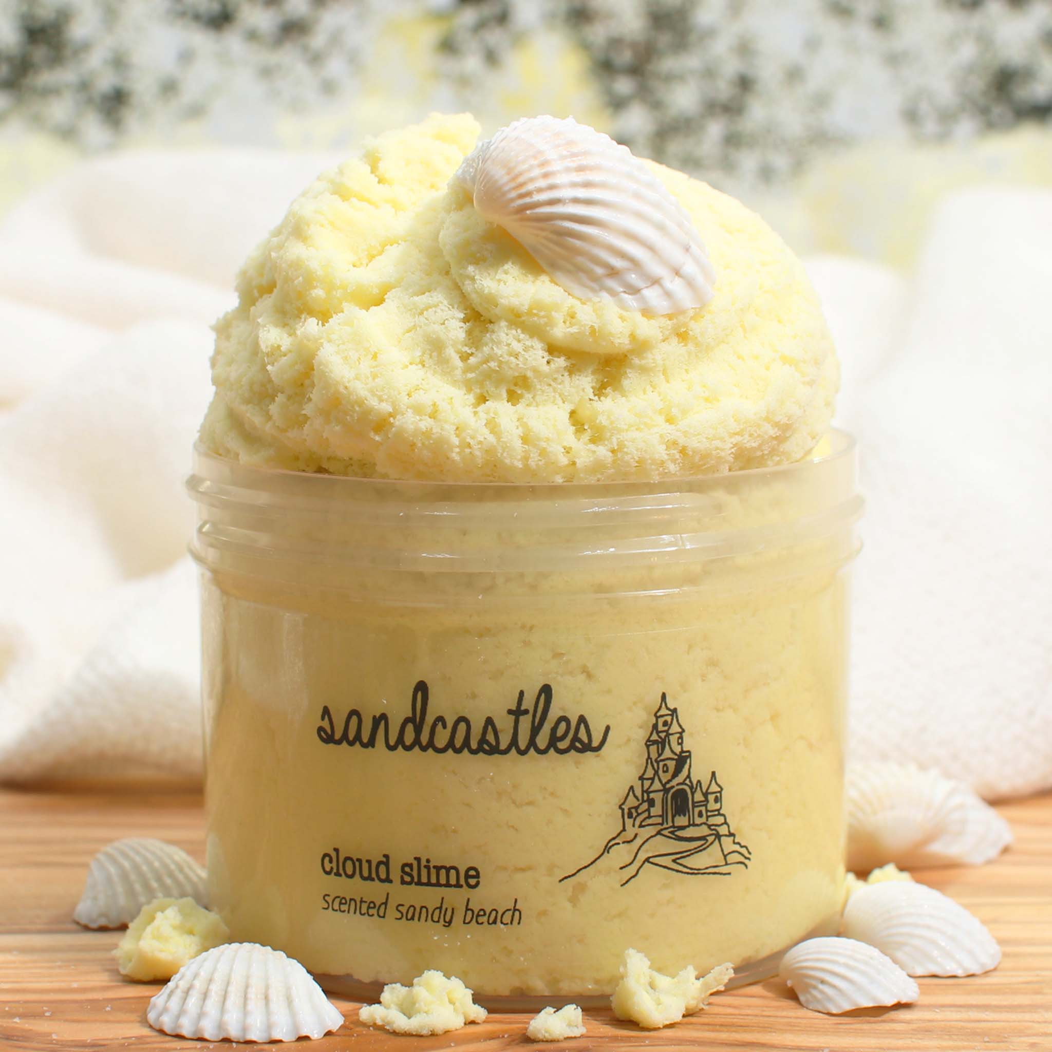 Sandcastles Yellow Fluffy Cloud Slime Fantasies 9oz Front View