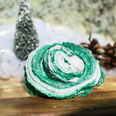 Snowy Christmas Morning Christmas Slime Gift For Kids Green White Tree Scented Clay Creamy Crunchy Butter Snow Fizz Slime Fantasies Shop 9oz Front View Decoration Swirl