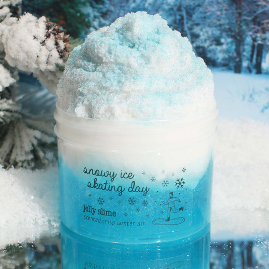 Snowy Ice Skating Day Christmas Glitter White Blue Jelly Clear Slime Fantasies Shop 9oz Front View