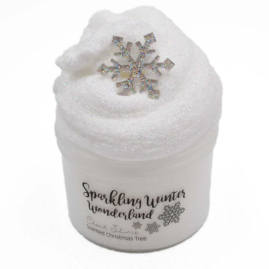 Sparkling Winter Wonderland White Glitter Fluffy Cloud Christmas Gift Slime Shop 8oz Front View