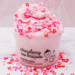 Strawberry Rice Krispies Pastel Pink Sprinkles Crunchy Snow Fizz Slime Fantasies Shop 7oz Front View Color Background