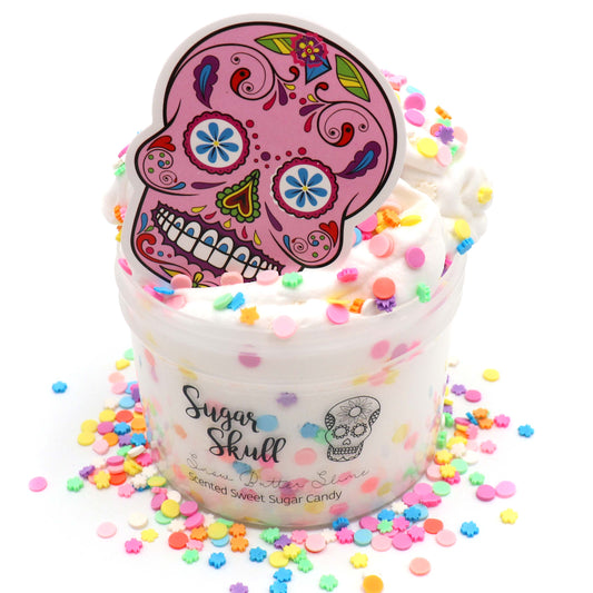 Sugar Skull Dia De Los Muertos Butter Rainbow Sprinkles Fall Halloween Slime Fantasies Shop 8oz Front View