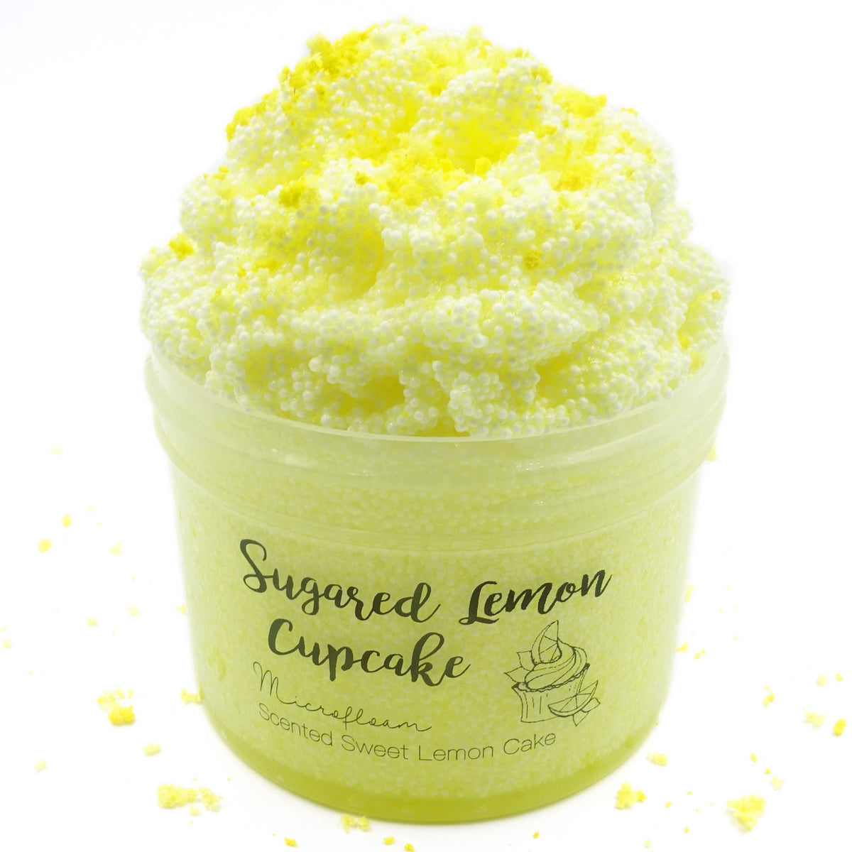 Sugared Lemon Cupcake Yellow Microfloam Crunchy Slime Fantasies 8oz Front View