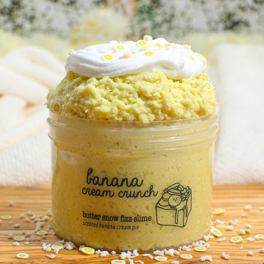 Banana Cream Crunch Butter Snow Fizz Pie Yellow White Scented Slime Fantasies Shop 90z Front View