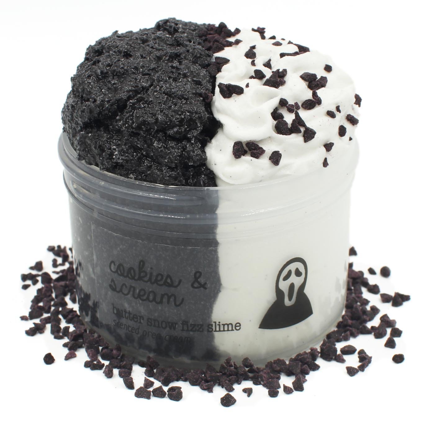 Cookies And Scream Oreo Horror White Black Halloween Layered Spooky Creamy Crunchy Snow Fizz Snow Butter Slime Fantasies Shop 7oz Front View