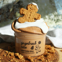 Gingerbread Cutie Christmas Slime Gift For Kids Brown Cookie Scented DIY Clay Creamy Snow Butter Slime Fantasies Shop 9oz Front View Decoration