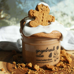 Gingerbread Cutie Christmas Slime Gift For Kids Brown Cookie Scented DIY Clay Creamy Snow Butter Slime Fantasies Shop 9oz Front View Decoration Side