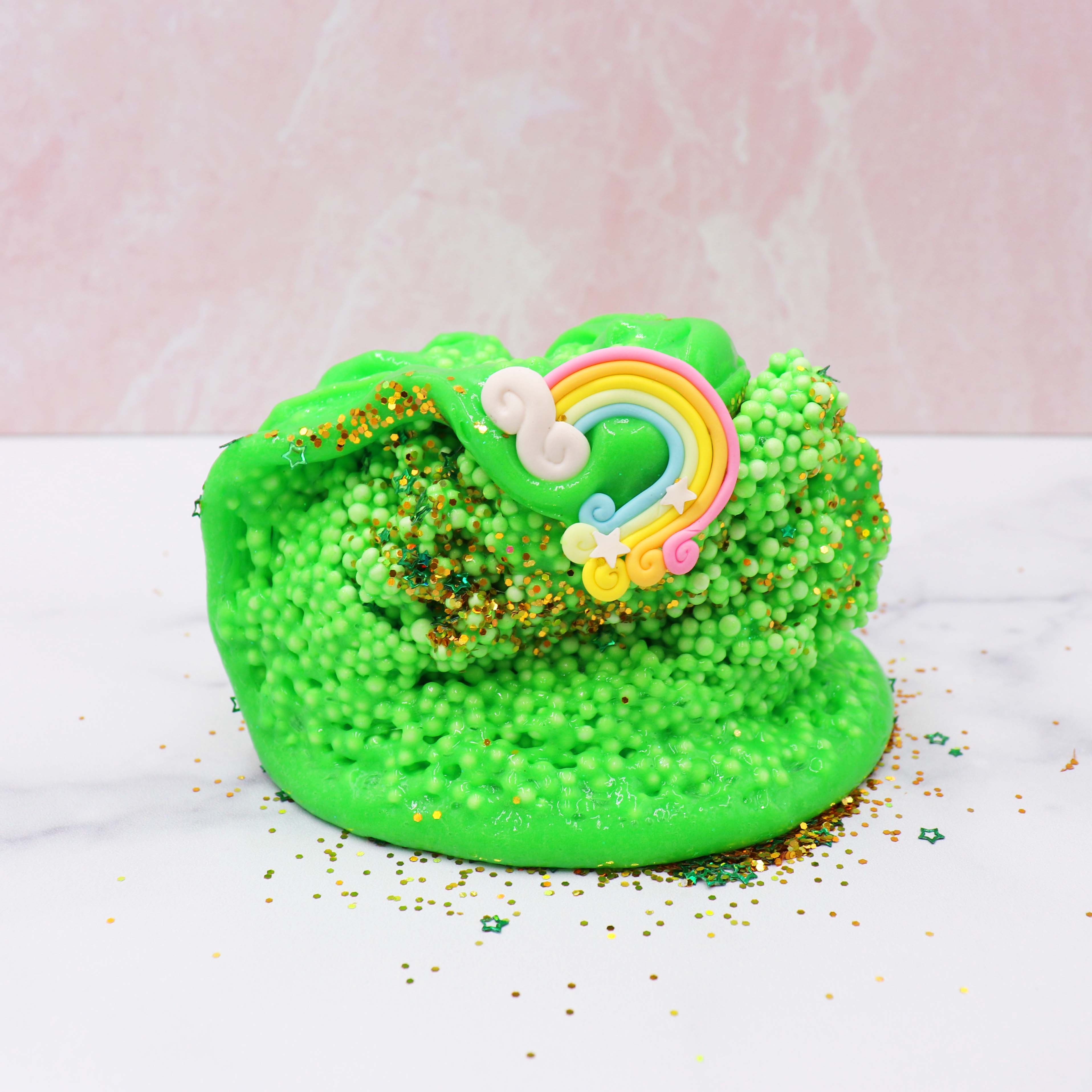 Easter Basket Surprise Green Spring Flower Floral Glitter Rainbow Charm Crunchy Floam Slime Fantasies Shop Swirl Layered