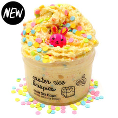 Easter Rice Krispies Yellow Rainbow Lemon Sprinkles Crunchy Snow Fizz Floam Slime Fantasies Shop 7oz Front View White Background