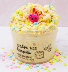 Easter Rice Krispies Yellow Rainbow Lemon Sprinkles Crunchy Snow Fizz Floam Slime Fantasies Shop 7oz Front View Color Background