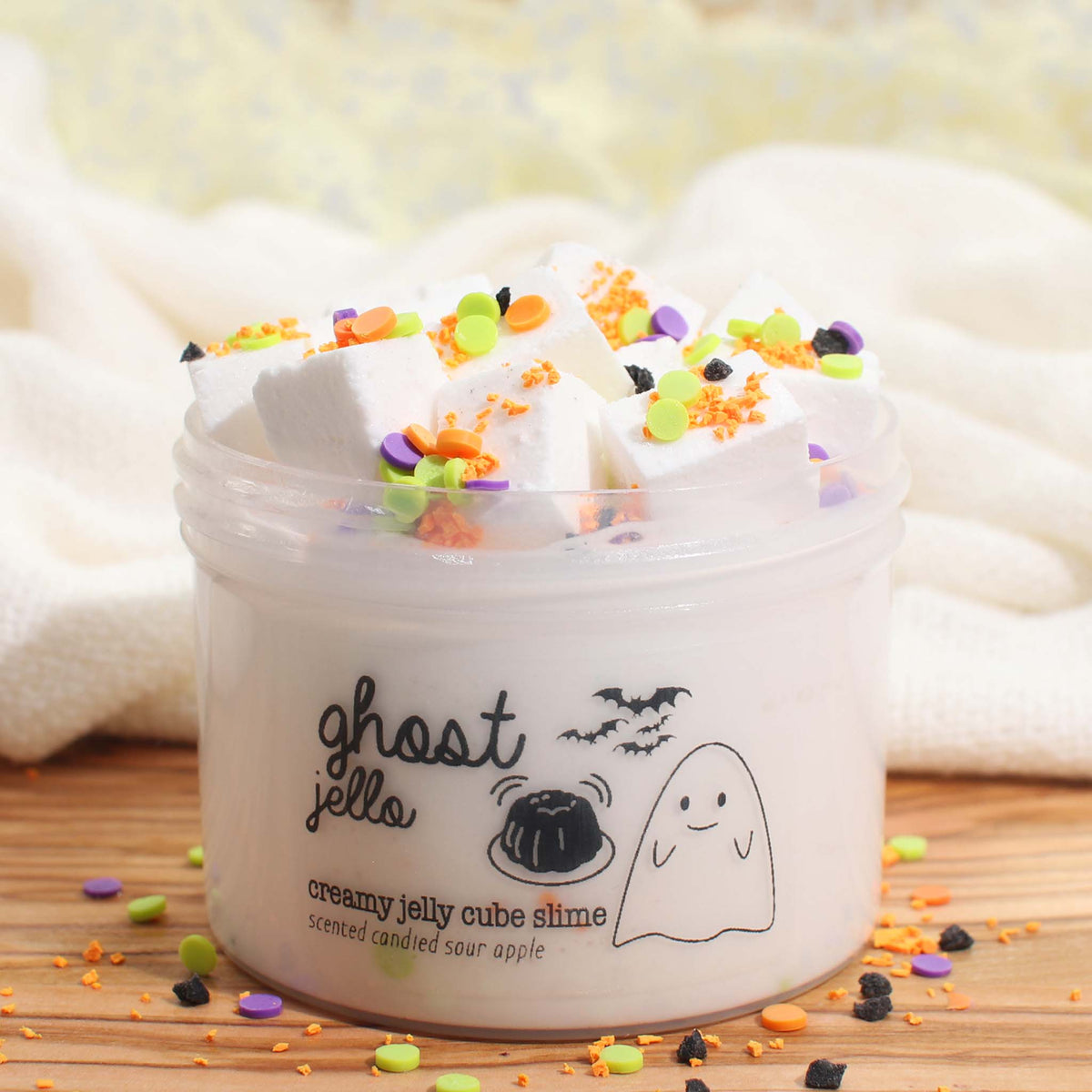 Ghost Jello Halloween Scented Jelly Cube Slime Fantasies Shop 9oz Front View