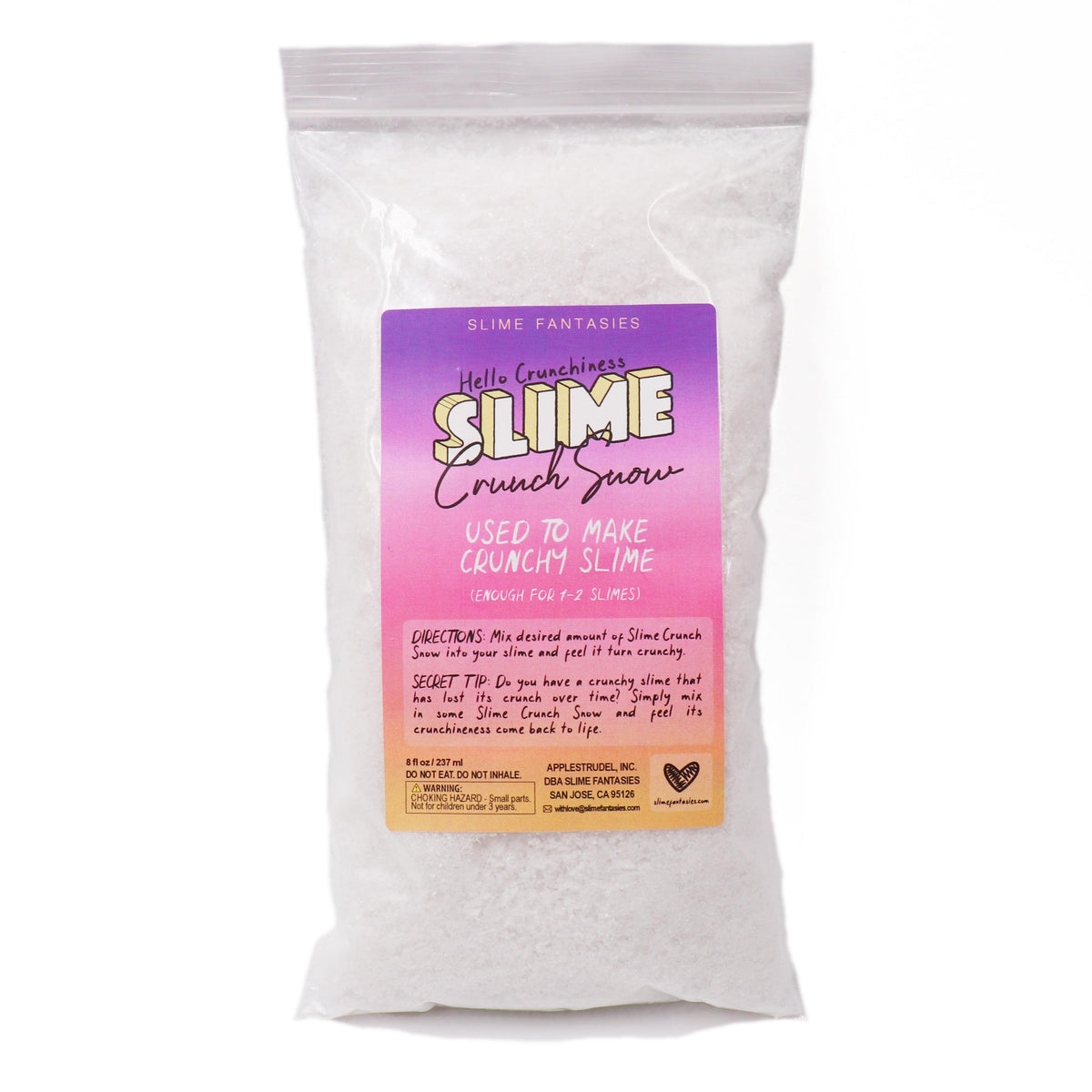 Hello Crunchiness Slime Crunch Fake Plastic Snow For Slime Crunchy Slime Fantasies Shop Title Front View