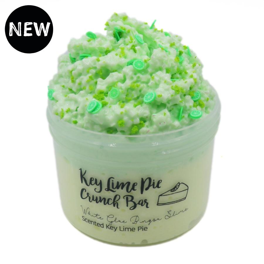 Key Lime Pie Crunch Bar Green White Glue Crunchy Bingsu Bead Slime Fantasies Shop 8oz Front View