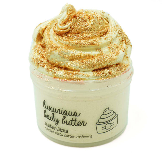 Luxurious Body Butter Gold Glitter Creamy Soft Stretchy Butter Adult Slime Fantasies 7oz Front View