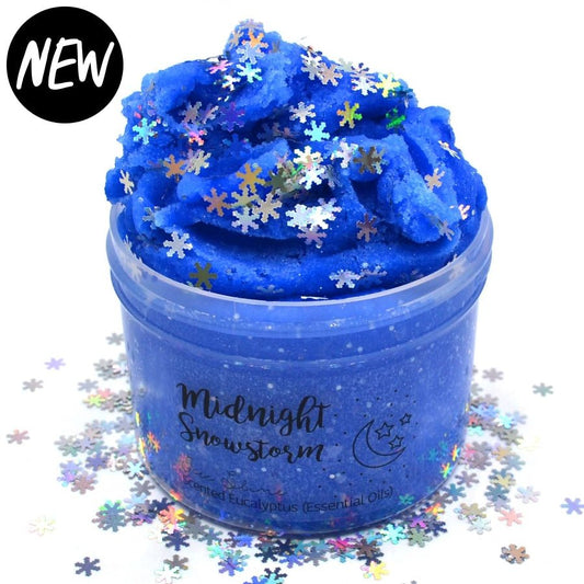Midnight Snow Storm Blue Icee Glitter Christmas Slime Fantasies Shop 8oz Front View