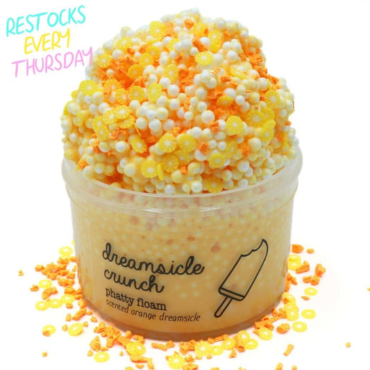 Dreamsicle Creamsicle Popsicle Ice Cream Orange White Sprinkles Crunchy Floam Slime Fantasies Shop 7oz Front View