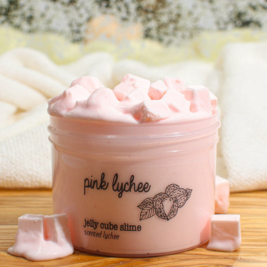 Pink Lychee Jelly Cube Pastel Scented Slime Fantasies Shop 9oz Front View