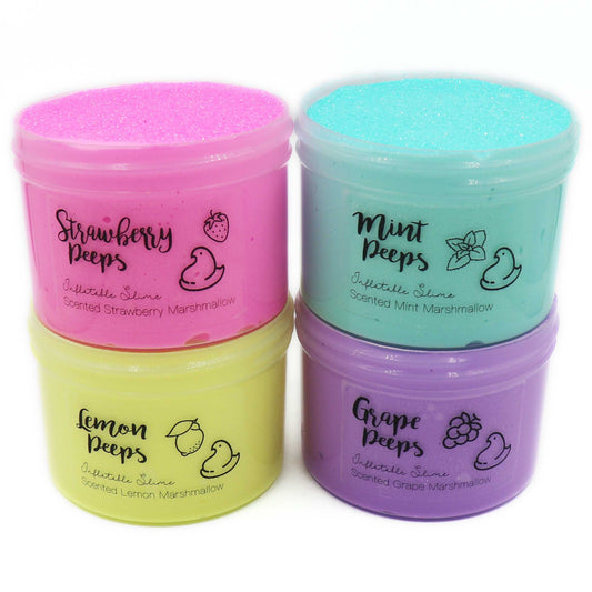Rainbow Peeps Set Of 4 (All Four Slimes) / 4Oz Bundle