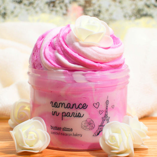 Romance In Paris Butter Macaron White Pink Scented Slime Fantasies Shop 9oz Front View
