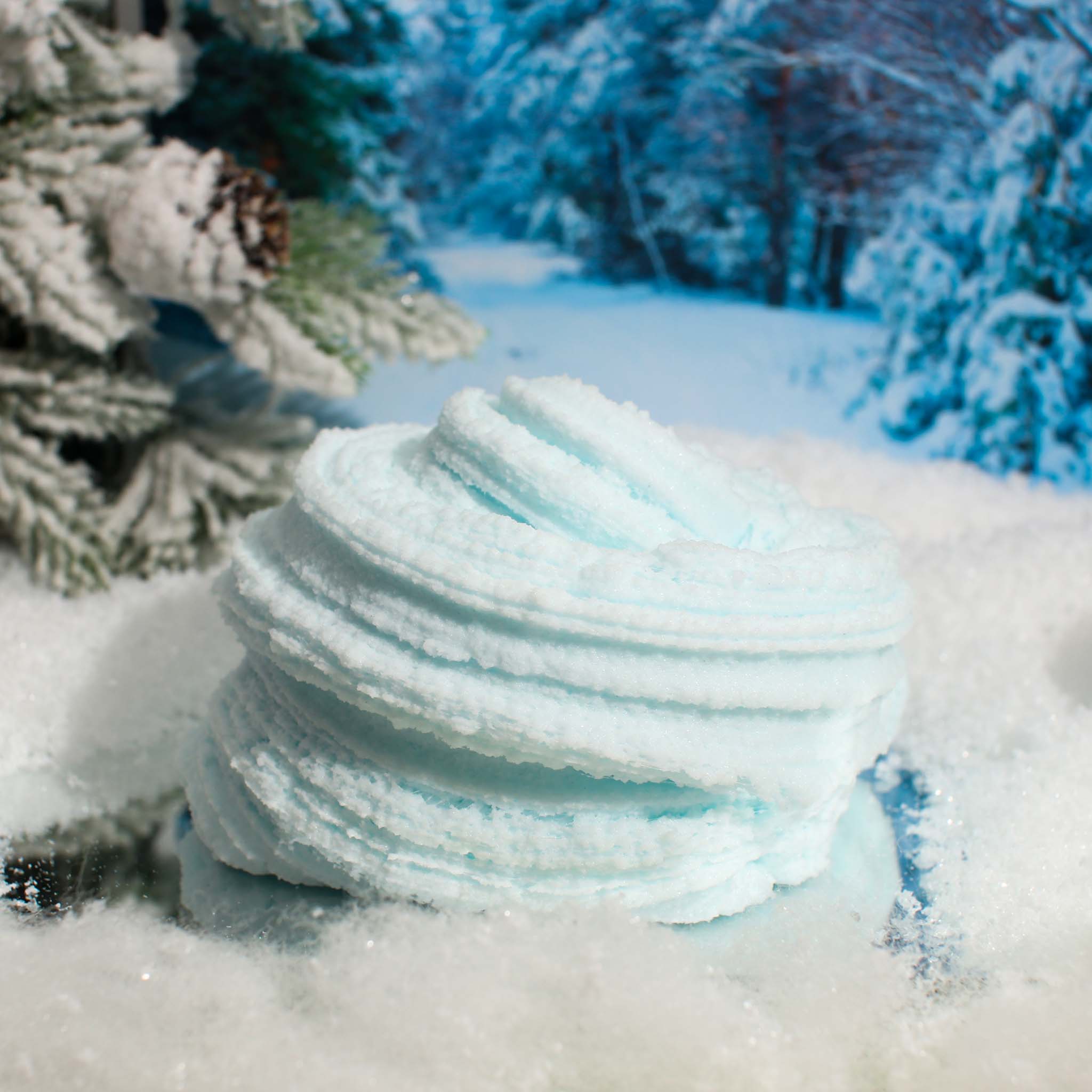 Snowy Ice Skating Day Christmas Glitter White Blue Jelly Clear Slime Fantasies Shop Swirl Mixed