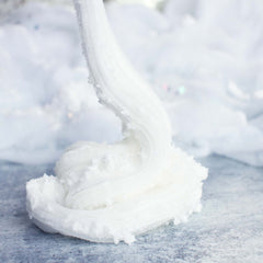 Sparkling Winter Wonderland Christmas Slime Gift For Kids White Peppermint Scented Cloud Clear Slime Fantasies Shop 9oz Front View Decoration Drizzle
