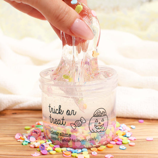 Trick Or Treat Halloween Clear Slime Fantasies Shop 9oz Front View Pull